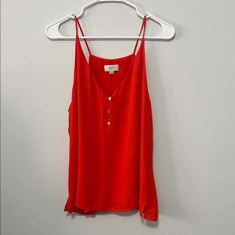 LOFT Bright Red Camisole with Button Detail